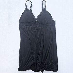 Daisy Fuentes black adjustable straps with lace accents Teddy nightgown size 1X